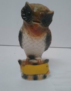 VINTAGE Ardalt Great Horned Owl Pin Cushion Porcelain Ceramic Figurine